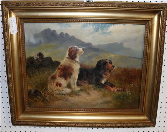 Oil of two dogs after Aurmfield